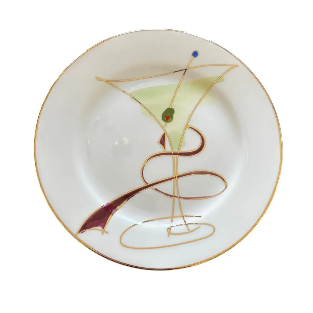 Vintage Pier 1 ceramic canapé plates with matching cocktail napkins set of 4
